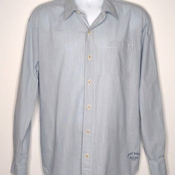 Tommy Bahama Relax Blue Long Sleeve Stripe Button Up Shirt Men XL X-Large - Picture 3 of 9